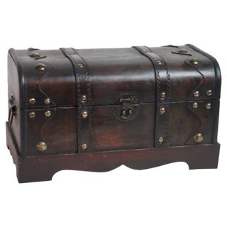 Small Pirate Style Wooden Treasure Chest in Antique Cherry