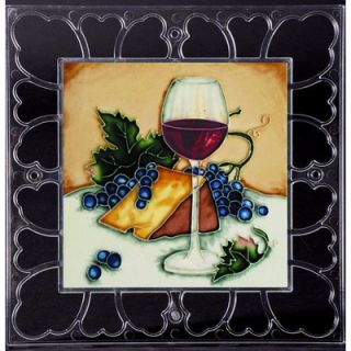 EnVogue 12 x 12 Frame   Las Ojas Red Wine Glass Art Tile in Multi