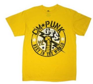 Freeze CM Punk Fist WWE Yellow Authentic T Shirt (VWSN) Movie And Tv Fan T Shirts Clothing