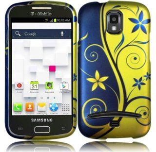 Blue Yellow Flower Swirl Hard Cover Case for Samsung Galaxy S Relay 4G SGH T699 Cell Phones & Accessories