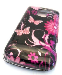 LG VM701 Optimus Black Butterfly Garden Slider Design GLOSS Hard Case Cover Skin Protector Virgin Mobile Cell Phones & Accessories