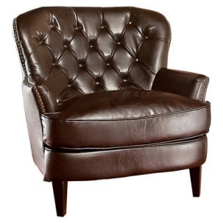 Home Loft Concept Peyton Tufted Leather Club Chair in Brown