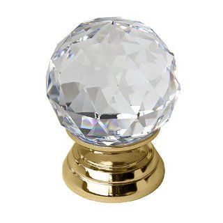 Swarovski Clear Crystal Pull Knob, 0.79 inch by 1.22 inch, Gold Finish, 701_GP_S   Cabinet And Furniture Knobs