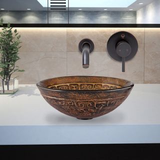 Vigo Golden Greek Glass Vessel Bathroom Sink with Olus Wall Mount