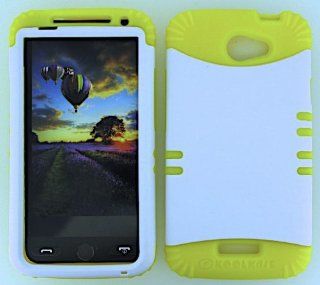 Cell Phone Skin Case Cover For Htc One X S720e Non Slip White    Yellow Rubber Skin + Hard Case Cell Phones & Accessories