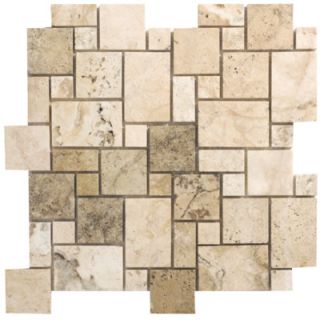 Mosaic Mini Pattern Filled and Honed 13 x 13 Tile in Beige and Gray