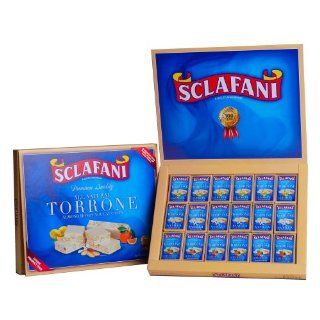 Sclafani Torrone Almond Honey Nougat Candies in Assortment box of 18 Pieces with Vanilla, Orange and Lemon Flavors  Taffy Candy  Grocery & Gourmet Food