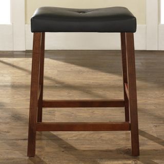 Upholstered 24 Saddle Seat Bar Stool in Classic Cherry Finish