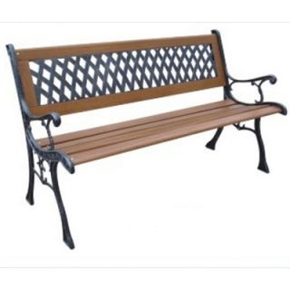 DC America Mesh Resin Wood and Cast Iron Park Bench