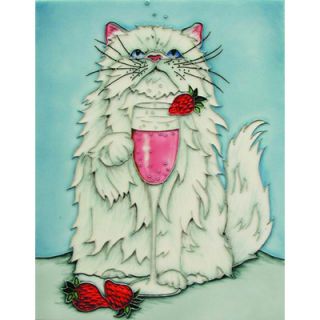 EnVogue 14 x 11 Cocktail Cat with Persian with Pink Champagne Art