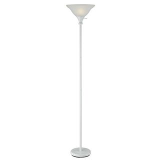 Metal Torchiere Floor Lamp with Glass Shade