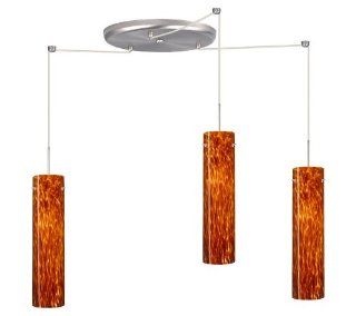 Besa Lighting 3JW 722418 GU24 SN Amber Cloud Stilo 16 Three Light Compact Fluorescent Pendant with Satin Nickel Metal Finish from the Stilo 16 Collection   Ceiling Pendant Fixtures  