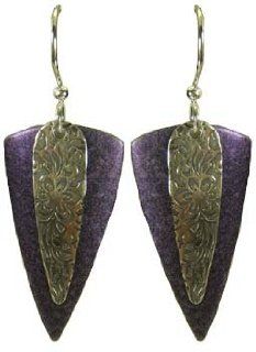 Jody Coyote Purple Silver Arrowhead Wedge Earrings SMB725 Jewelry