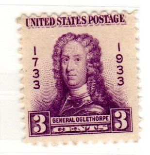 One Single 3 Cent Violet Gen. James Edward Oglethorpe Stamp Dated 1933 Scott #726. 