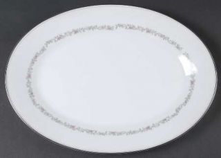 Noritake Corona 14 Oval Serving Platter, Fine China Dinnerware   Pink Flowers,