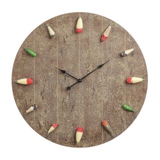 Lake Living Wood and MDF Clock with Fishing Lures