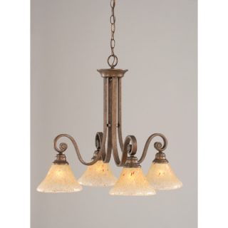 Toltec Lighting Curl 4 Light Chandelier with Crystal Glass Shade