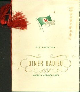Moore McCormack S S Argentine menu 1941 Entertainment Collectibles