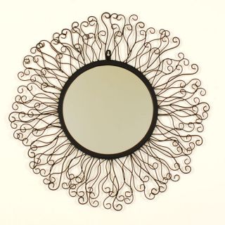 Round Metal Mirror with Rays