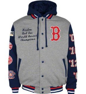 Boston Red Sox Button Down Hooded Commemorative Jacket  Sports Fan Outerwear Jackets  Sports & Outdoors