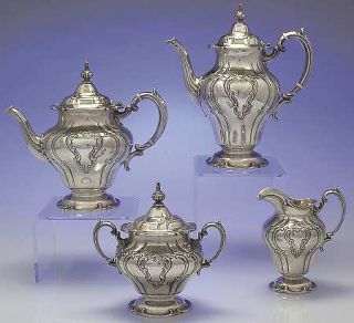 Gorham Chantilly Duchess (Sterling Hollowware) 4 Piece Tea Set (CP, TP, Creamer,