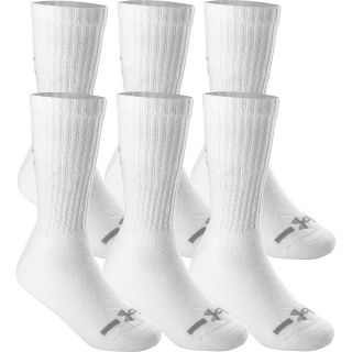 UNDER ARMOUR Youth Charged Cotton Crew Socks   6 Pack   Size Medium, White
