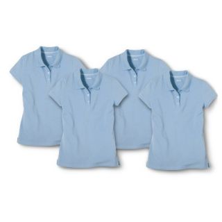 Cherokee Girls School Uniform 4 Pack Short Sleeve Pique Polo   Windy Blue XXL