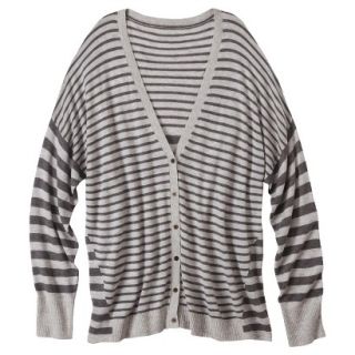 Pure Energy Womens Plus Size Long Sleeve Cardigan Sweater   Gray Stripe 3X