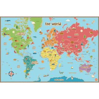 WallPops Dry Erase Kids World Map Wall Decal