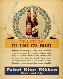 1935 Ad Pabst Blue Ribbon Beer & Ale Liquor Christmas   Original Print Ad  