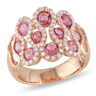 Amour Silver Pink Rhodium Plated Pink Tourmaline and Cubic Zirconium