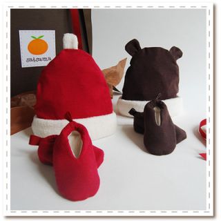 Satsuma Designs Organic Holiday Hat & Bootie Set for Baby (0 6 mo.)