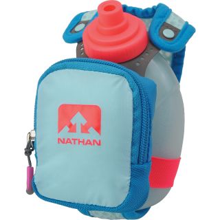 NATHAN QuickShot Plus Water Flask with Hand Strap   Size 10oz, Blue/pink