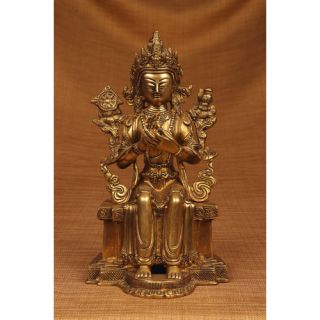 Miami Mumbai Brass Series Buddha Sitting on Throne Figurine