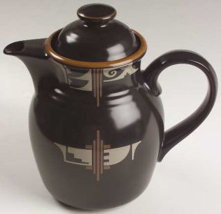 Noritake Desert Fire Tea/Coffee Pot & Lid, Fine China Dinnerware   Santa Fe,Tan,