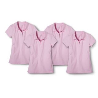 Cherokee Girls School Uniform 4 Pack Short Sleeve Pique Polo   Woodrose Pink S