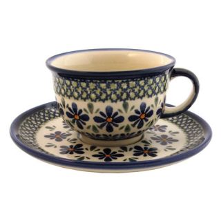 Euroquest Imports Polish Pottery 8 oz. Coffee Cup and Saucer