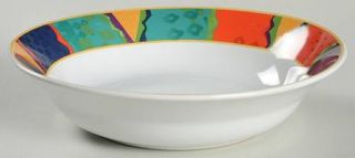 Oneida Vibrato Coupe Soup Bowl, Fine China Dinnerware   Multicolor Abstract  Rim