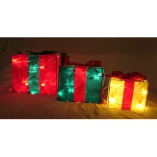 SantasForest 3 Piece Pre Lit 3D Decorative Gift Box Set