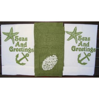 Seas and Greetings Guest Towel and Pine Cone Cocktail Napkin Set