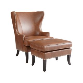 Sunpan Modern Royalton Bonded Leather Armchair and Ottoman