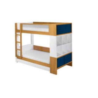 Duet Twin Bunk Bed with Bookshelves and Built In Ladder