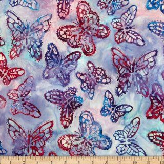Artisan Batiks Tango 3 Butterflies Berry Blue Fabric