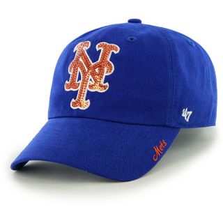 47 BRAND Womens New York Mets Sparkle Sequin Logo Team Color Adjustable Cap  
