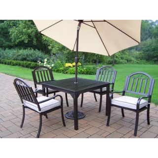 Oakland Living Rochester 7 Piece Dining Set with Cushions and Umbrella