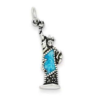 Sterling Silver Enameled Statue of Liberty Charm   JewelryWeb Bead Charms Jewelry