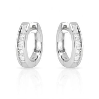 Vivid Gemz Baguette Cut Diamond Hoop Earrings