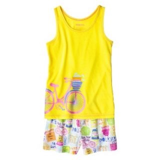 Xhilaration Girls 2 Piece Bicycle Tank Top and Short Pajama Set   Yellow XL