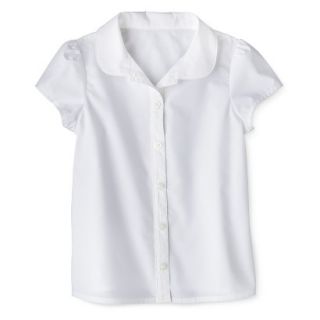 Cherokee Toddler Girls Short Sleeve Button Down Blouse   True White 2T