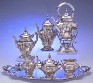 Gorham Chantilly Duchess (Sterling Hollowware) 7 Piece Tea Set (Waste, Kettle &